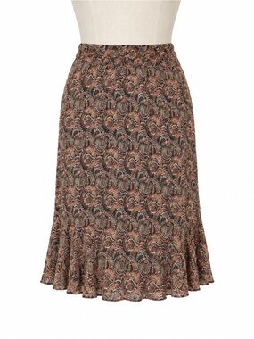 Boho Summer Brown Patterned Summer Skirt,‎ Size 16, Elastic Waist, Lined